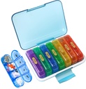 MURRI limitadaMURRDI Pill Organizer 4 veces al día, Daily Pill Box Large Weekly Medicine Case 7 Day Pill Dispenser Holder for Pills, Vitamins, Fish Oils, Medications, Supplements (28 Cells, Multicolored)