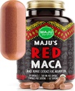 Maju Superfoods Organic Red Maca Root Capsules 120ct - Mujeres Focused Curve Enhancement Nutrition Booster Pills, Gain for Thighs, Powder in Pill Supplement