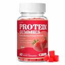 Protein Gummies, 144g Protein Per Bottle, Zero Sugar, Low-Calorie, for Daily Vitality, Guilt-Free and Easy to Enjoy, Strawberry Flavor, 60 Gummies (red)