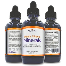 Milagro de Dirobi Mimi Minerales Ácido Fulvico Ácido Humic Acid - Mineral Blend Drops Suplemento, Liquid Trace Minerals 70 Ionic Minerals - Organic Plant Derived (4 oz 120 Day Supply)...