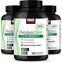 Factor de fuerza ProbioSlim Extra Strength Probiotic Supplement for Women and Men with 30 Billion CFUs and Green Tea Extract for Gut Health Support, Bloating and Gas Relief, 120 Count (Pack of 3)