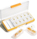 AM PM Organizador de píldoras 2 veces al día, 7 días Caja de píldoras Organizador semanal Viaje con contenedor separado, dispensador de medicamentos diarios portátiles para vitamina, aceites de pescado, suplementos(Beige)