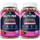 2 Pack-Glycine Gummies for Women & Men,Pure Glycine 3g Supplements for Sleep,Muscle Recovery & Nerve System Health,Melatonin Free,Sugar Free,Vegan-Mixed Berry Flavor-60 Day Supply