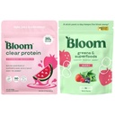 Bloom Strawberry Watermelon Clear Protein and Berry Greens Stick Packs Bundle