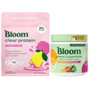 Bloom Raspberry Lemonade Clear Protein and Orange Passionfruit Greens Powder Bundle