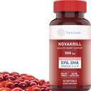 NovaKrill Krill Oil Omega 3 Suplemento – 1000mg Softgels con EPA, DHA, Astaxanthin – No Fishy Aftertaste – Easy to Swallow Antarctic Krill Oil – 60 cápsulas líquidos