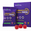 Nature's Key Ergothioneine Gummies, 30mg Per Serving, Raspberry, with AKG, SOD-Rich Cili Fruit & Grape Seed, Cellular Antioxidant & Energy, 10 Pouches