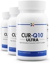 Stop Aging Now - Complejo Ultra CUR-Q10 - Curcumin2K &amp; MAX-Q10 - Cerebro &amp; Corazón Salud, Antioxidantes, Mood Support and Joint Health Support - Turmeric " Black Pepper, CoQ10 - 60 Vcaps (3 Pack)