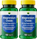 Pack 2 Magnesium 250 mg Oxide Tablets, 100 Count – Dietary Supplement to Support Bone, Muscle & Nerve Function