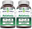 Amazing Formulas Melatonin Supplement | 10 Mg per Serving | 360 Tablets | Non-GMO | Gluten-Free | Made in USA (Pack of 2)