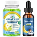 Magnesium Glycinate Liquid Drops for Kids & Center-Filled Magnesium Gummies for Kids