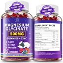（2 Packs） Magnesium Glycinate Gummies 500mg, High Absorption Magnesium Bisglycinate Supplement for Women, Men and Kids, Muscle and Relaxation Support, Sugar Free, Vegan,Berry Flavor