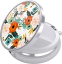 Nipichsha Pill Box, Small Pill Case for Purse & Pocket, Cute Travel Medicine Organizer, Portable Medicine Container Holder to Hold Vitamins, Medication, Fish Oil &amp; Supplements, White Flowers