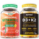 NEVISS 1Pack Liposomal Vitamin C 1000mg Gummies + 1Pack Vitamin D3 5000iu Gummies
