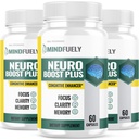 (3 Pack) Mindfuely Neruo Boost Plus, Mindfuely Nootropicics Mindfuely Cognitive Brain Formula (180 Capsules)