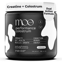 Moo Juice Colostrum Powder with Creatine Monohydrate | 2000mg Grass-Fed Bovine Colostrum + 5000mg Creatine | Bloat-Free Performance Combo | Unflavoured 6.3oz
