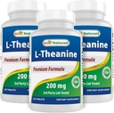 Best Naturals L-Theanine 200mg por Tablet (400mg por 2 Tablets) - Promueve la relajación sin somnolencia - 120 Tabletas Vegetarianas - (120 Cuenta (Pack of 3))
