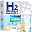 Molecular Hydrogen Water Tablets, 12 PPM H2 Supplement with Magnesium, Lemon Lime Flavour, Fast-Dissolving for Water, Hydration, Energy & Recovery Support, 60 Tablets, On-the-Go Packaging