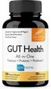 Sandhu's Gut Health - Prebiótico, Probiótico, Postbiótico " L-Glutamine tóxico Digestive Health, Colon, Probiótico Total Suplementos Silencio 120 Delayed Release Capsules