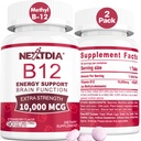 B12 Vitaminas 10.000 mcg, Vitamina Metilada B12 Sublingual - Energía, Focus, Metabolismo & Cerebro Apoyo a la Salud, Sistema Inmunitario, Dissolve rápido, Sabor de Fresa Natural, 180 Servimientos
