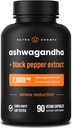 NutraChamps Organic Ashwagandha Capsules, 2000mg Adrenal Fatigue, Thyroid & Mood Support Ashwagandha Suplementos, Ashwagandha Root Powder & Lemon Balm, Absorción Superior con Pepper Negro