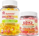 Vitamina D3 K2 Mangas llenas 5000IU / 10.000 UI con 500 mg de calcio, citrato de magnesio, vitamina C &amp; garras de jengibre Suplemento Gummies para Nausea, alivio de estómago