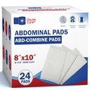 GauzeCare Sterile Abdominal- ABD Combine Pads| 24-Pack, 8x10 Inches| Extra Absorbent & Thick, Individually Wrapped Wound Dressing, First Aid Pads| Surgical-Grade, Nonstick- for Heavy Leakage, Post Op
