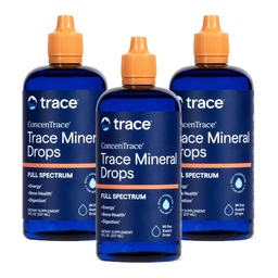 Trace Minerals ConcenTrace Drops, 70+ Ionic Trace Minerals, 3 Pack 8 fl oz | Sourced from the Great Salt Lake, Liquid electrolyte concentrate, Remineralizes RO water, Supports energy, digestion & bones