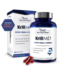 1MD Nutrición KrillMD - Aceite de Krill Antártico Omega 3 Suplemento con Astaxanthin, EPA, DHA TEN 2X Más Eficaz que el Aceite de Pescado TEN 60 Softgels