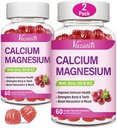 Calcio Magnesio Zinc Gummies con vitamina D3 & K2, Gran Absorción Magnesio Glycinate Potasio para Immune y Calm Mood, Grape Flavor 120 Gummies