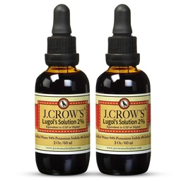 J.CROW'S® Lugol's Solution of Iodine 2% 2 oz (2 Botella) – Premium Iodine & Potassium Iodide Liquid, Gluten " , Extracto libre de alcohol, No Expiration