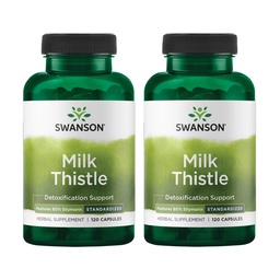 Swanson Milk Thistle (Standardized) - Herbal Liver Support Supplement w/ 80% Silymarin - Natural Formula Helping to Maintain General Health &amp; Wellbeing - (120 Capsules) (2 Pack)