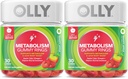 OLLY Metabolism Gummy Rings, Apple Sider Vinegar, Vitamina B12, Cromo, Energía y Salud Digestiva, Suplemento Chewable, Apple Flavor, Twin Pack - 60 Cuenta