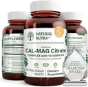 Natural Nutra Cal-Mag Citrato con vitamina D3,1000/500 mg Complejo, Fortalecer la Densidad de los huesos, el músculo y la salud de los nervios, Ayuda a mantener los dientes saludables, Fuentes altamente biodisponibles, 100 tabletas Veganas