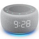 Buffbee Alarm Clock with Sound Machine for Bedrooms – 2-in-1 White Noise Machine for Sleep, Gentle Wake-Up with Soft Alarm Sounds, Ambient Night Light, Plug-in, Sleep Better, Wake Gently