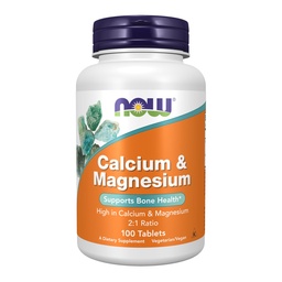 AHORA Suplementos de Alimentos, Calcio &amp; Magnesio 2:1 Ratio, Alta Potencia, Apoya la Salud de los Huesos*, 100 Tabletas