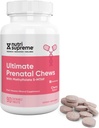 Vitamina prenatal suprema Nutri, Vitaminas prenatales Chewable para Mujeres con Folato de Metil altamente Absorbable, Multivitamina prenatal completa con Hierro, Kosher, Flavor de cereza, 90 Conde