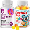 Gummies Omega3 para niños con Omega 6 péndulos y magnesio Gummies - DHA Niños Suplemento de cerebro para el corazón y la visión Soporte – No Fish Oil y Gluten Free Immune Health con Magnesium libre de azúcar