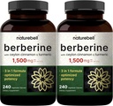 Suplemento de bereberina 1,500 mg con canela de Ceillón " Turmeric Root, 480 cápsulas de verduras (2 Pack) Silencio 97% Pure Berberine HCL ← Soporta Niveles de azúcar equilibrados " Heart Health " Vegan, Non-GMO