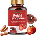 Licopene Capsules - Lycopene Suplemento 200mg con Reishi Mushroom 200mg, Natural Tomato Extracto Capsules de hongos para soporte de inmuno - Gluten-Free, Non-GMO