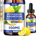 Suplemento de citrato de magnesio de potasio, gotas de citrato de magnesio líquido 500 mg con Ashwagandha, Calcio, Zinc, Vitamina D3, B6, B12, CoQ10 - Vegan 2 fl oz Lemon Flavor