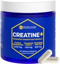 Monohidrato de crema - 2500mg píldoras de crema - 450mg Extracto Fenugreek &amp; 250mg Sal de color rosa Himalayan - Apoya la salud cerebral, la resistencia y el edificio del músculo - Absorción avanzada Fórmula - 120 cápsulas