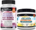 BioSchwartz Péptidos de Collagen Hidrolyzed Powder (40+ Servings) Plus Prebióticos y Probióticos con Enzimas Digestivas para Mujeres (1 Mes de Suministro)