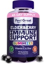 Feel Great Sambucus Elderberry Gummies with Zinc and Vitamin C for Adults ← Immune Support Booster ← Berry Flavored Vegan Supplement latitud 90 Day Supply