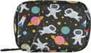 Space Travel Galaxy Astronauts Pill Box 7 Day Pill Case Bag Travel Pill Organizer Bag with Zipper Portable Weekly Case Compact Size for Vitamin Supplement Holder