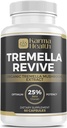 Tremella Mushroom Powder Capsules - Compresed White Snow Fungus Mushroom Powder Suplemento - 25% Beta Glucan Content, Vegan &amp; GMO Gratis.