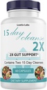 15 Day Cleanse 2X - Double Gut & Colon Support - Advanced Gut Cleanse Detox for Women &amp; Men with Alfalfa, Cascara Sagrada, Probiotics " Psyllium Husk - Non-GMO - Made in USA - 60 cápsulas (1 botella)