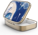 Pill Case Pill Box with Mirror Retro 2 Compartment Small Pill Case for Purse or Pocket Bronze Rectangular Pill Box or Vitamins, Fish Oil, Supplements, Pill Containe Travel Gifts(Marble Paint)
