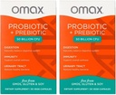 Prebiótico Omax3 Probiótico 50 Billones CFU + Chicory Inulin, 10 Strain, Reduce Bloating, Digestion, SIBO, Leaky Gut, Vaginal pH, Acidophilus, Vegan, Dairy Free, Gluten Free, Blister Packaged (2 Pack)