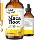 Wild &amp; Organic Maca Root Liquid Drops for Men &amp; Women - Peruana Maca Tincture for General Support - Vegan, Sugar &amp; Alcohol-Free Supplement - 4 fl oz